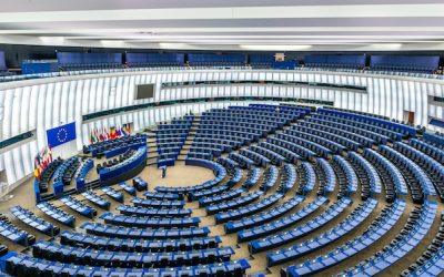 Strasbourg, France - December 5, 2017: The Hemicycle, the Plenary hall of the European Parliament