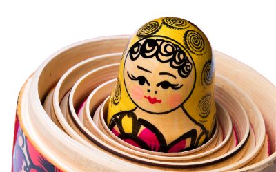 Russian Babushka or Matryoshka Doll inside the other dolls.