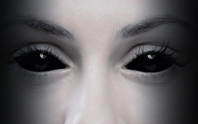 Close up of evil female eyes